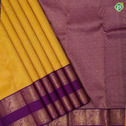Mango gold zari multi designed shapes Purple gold zari peacock lines retta pattai border grand silk saree