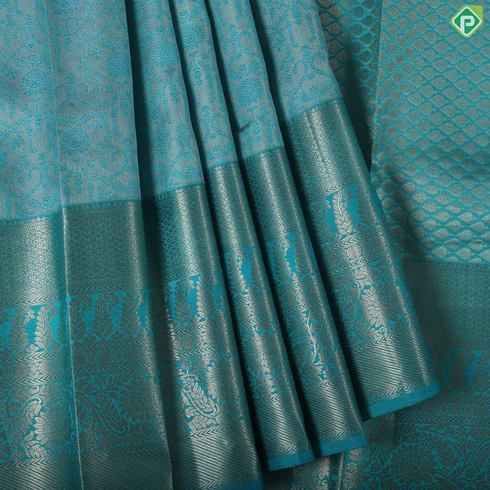 pale Pink grand floral thread work design onion pink gold zari border trendy silk saree