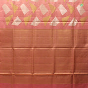 Bubble Cum Pink Triangle Shape Half Tissue Bridal Silks Saree