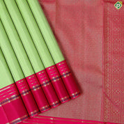 Parrot Green With Gold Zari Lines Border Trendy Designer Silk Saree