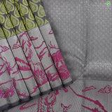 Iron Grey With Yellow Silk Thread Heartens Design Wild Effect Border Trendy Designer Silk Saree