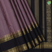 Lavender gold zari vairaoosi checks coffee brown gold zari rettapet border vintage traditional silk saree