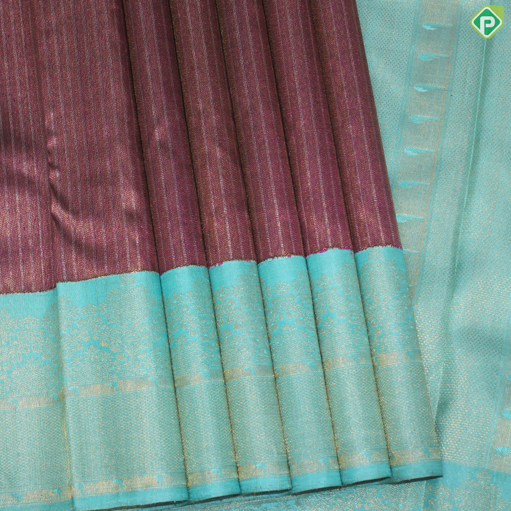 Magenta With Silver Zari Stripes Contrast Ananda Colour Gold Zari Border Traditional Silk Saree