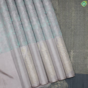 Lilac Lavender sea green flower design Self Border trendy designer silk saree