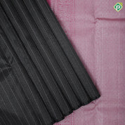 Black Colour Silver Zari Zig Zag And Straight Lines Design Border Less Luxury Black Silk Saree