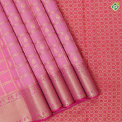 Peach gold zari window panel mid fancy butta pink gold zari fancy border Pure Mix silk saree