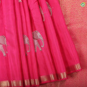 Rani Pink Elephant meena work butta motifs design self edge border trendy silk saree