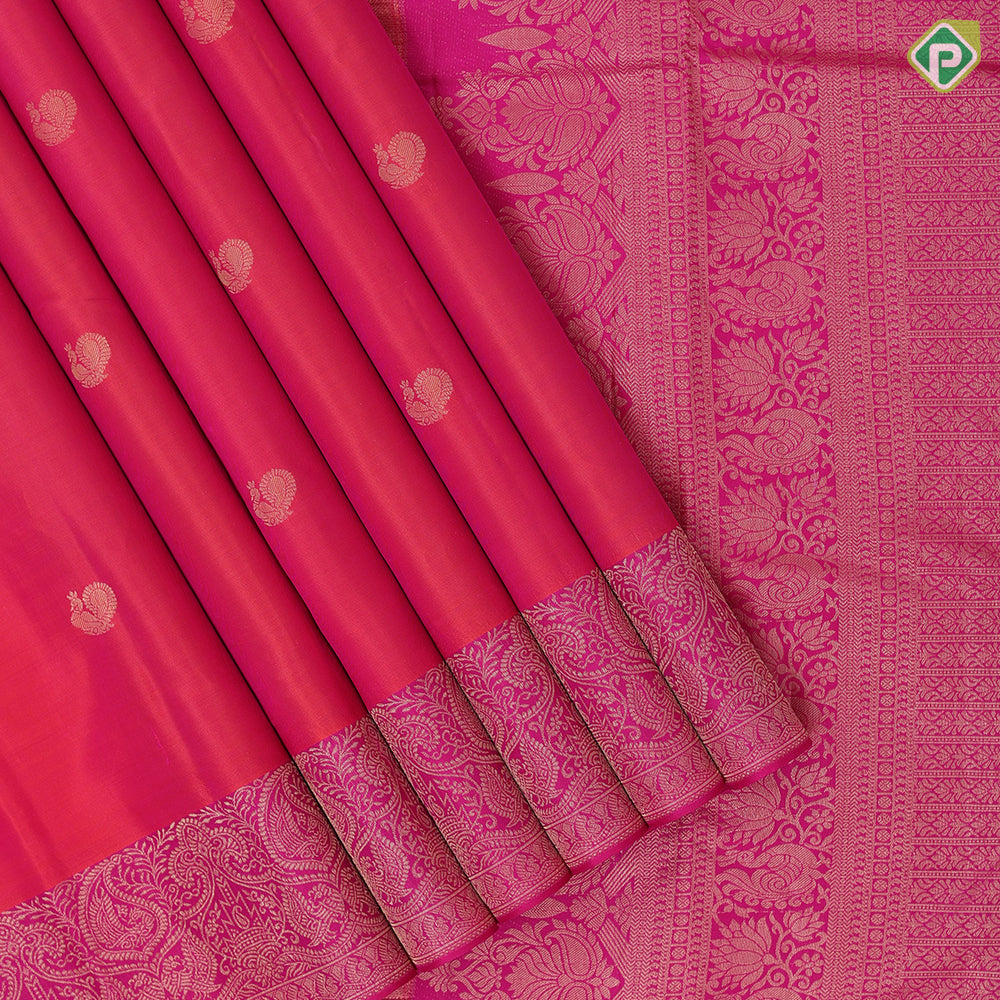 reddish pink gold zari peacock butta design rose pink gold zari banaras design border gift silk saree