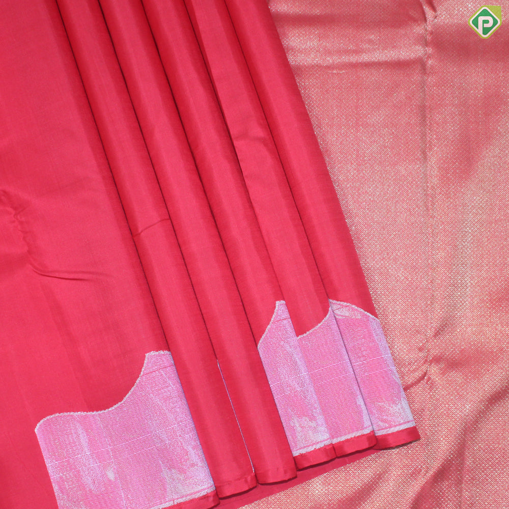 Chili Red Plain Body With Thread Border Trendy Silk Saree