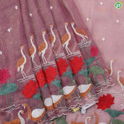 Charm pink tissue effect embroidery butta and embroidery cut work border Hollywood Fancy saree