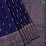 Indigo blue copper zari diamond mango butta self copper zari rangoli border traditional silk saree