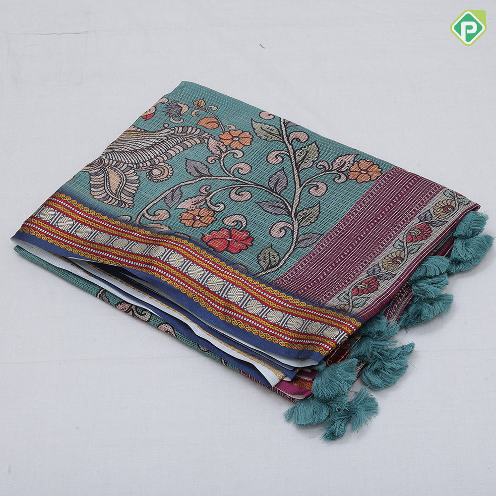 Bright Colour Based Annam Floral Design Border Traditional Fancy Cotton Saree