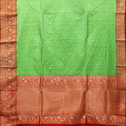 Pista Green With Chilly Red Colour Small Flower Motifs Pure  Banarasi Silks Saree