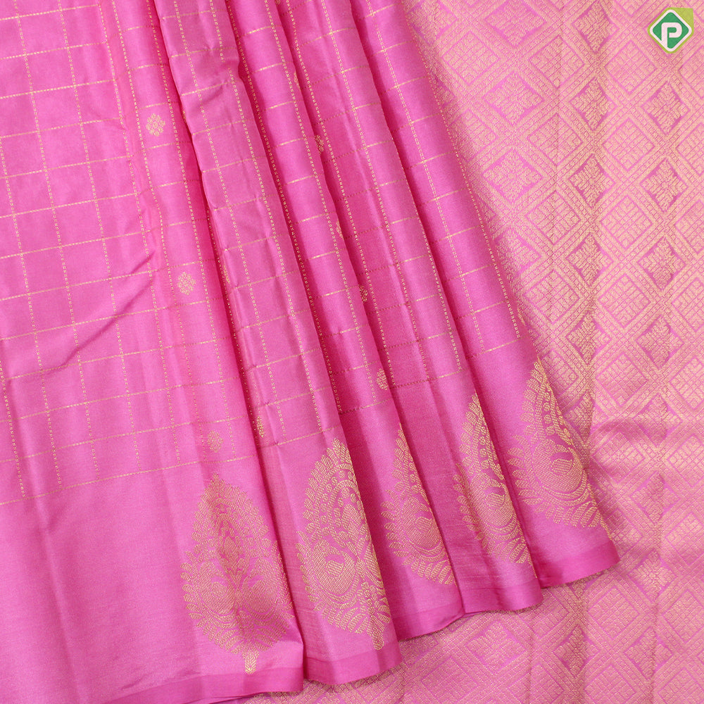 Pink Color Gold Zari With Self Color  Border Traditional Silk Saree