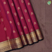 Chilly Red Gold Zari Flower Butta Design Purple Ruthracham Flower Border Design Pure Mix Silk Saree