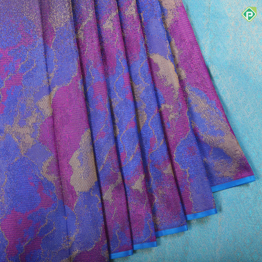 Dark blue gold zari shimmer lights stars shines design border galaxy effect signature edition silk saree
