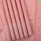 Onion pink silver antique zari pillars stripes design self silver zari rangoli multi line border trendy silk saree