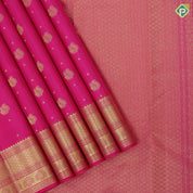 Rose pink gold zari peacock beads lines design self gold zari mayilkan flower butta border gift silk saree