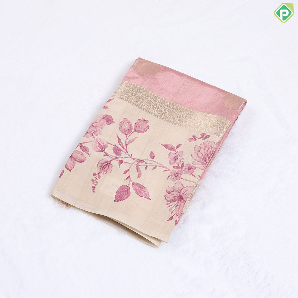 Onion Pink With Copper Zari Cercle Design Semi Tusser Saree