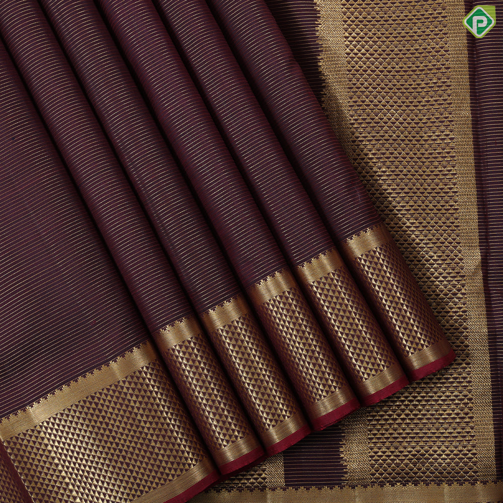 Beetroot pink gold zari vairaoosi design self gold zari mayilkan border 9 yards silk saree