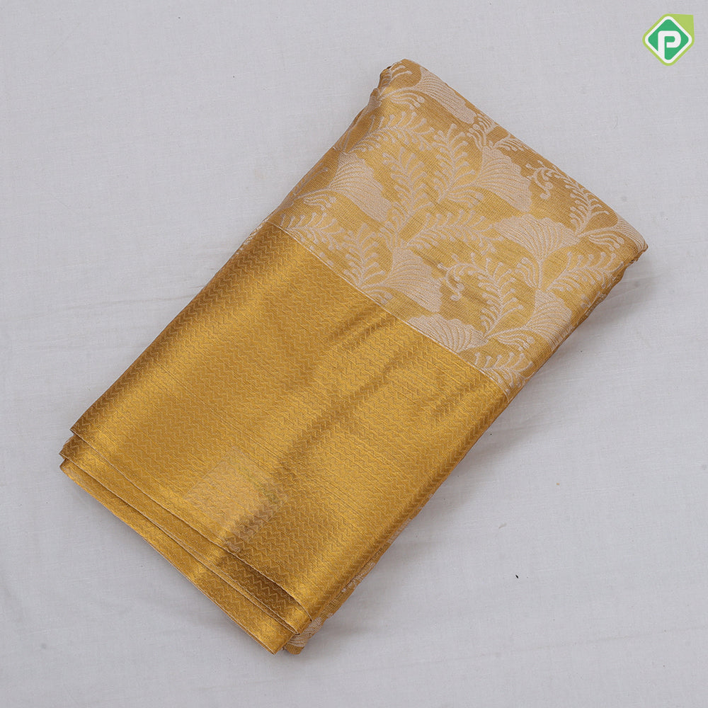 Gold Tissue Floral Design Bavanji Border Design Trending Fancy Saree