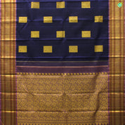 Indigo Blue With Lavender Pink Flower Motifs Traditional Silks Saree