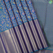 Peacock green gold zari meena work grand floral design self gold zari Stripes border grand bridal silk saree