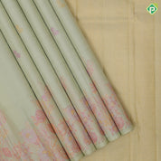 Pista green rose gold neem zari fancy flower butta motifs self tuning floral border trendy designer silk saree