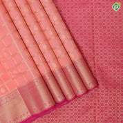 Peach gold zari window panel mid fancy butta pink gold zari fancy border Pure Mix silk saree