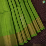 Apple green gold zari square butta design gold zari border soft silk saree