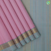 peach pink plain weaved Sea green dual done gold zari line border plain traditional vintage silk saree