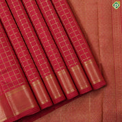 Tomato red gold zari kattam checkered design self gold zari mayikan border madisar 9 yards silk saree