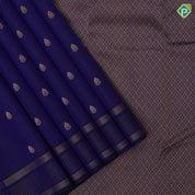 Navy Blue Gold Zari Small Motif Design Self Colour Zari Lines Border Design Traditional Silk Saree