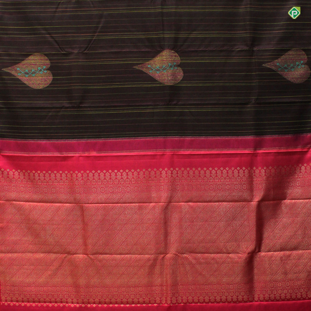 Brunette Brown Colour Big Heart Fancy Motifs Trendy Silks Saree