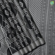 Black Colour silver Zari Brocade Design Self Colour Bavanji Border Design Luxury Black Silk Saree