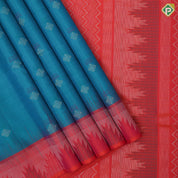 Tomato red silver zari silk thread fancy butta mustard yellow silver zari temple border soft silk saree