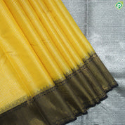 Lemon Yellow Gold Zari With Navy Blue Color Ruthracham Design Tissue Silk Saree