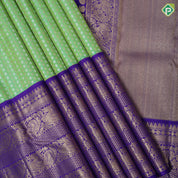 Pista green silver gold zari thousand butta design purple blue gold zari peacock butta lines high border bridal silk saree