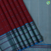 Maroon Zero Zari Veldhari Design Rama Green Peacock Elephant Border Design Traditional Silk Saree
