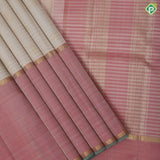 creamy sandal Self lines gold zari annam chakkaram butta three part onion pink rettapet high border traditional silk saree