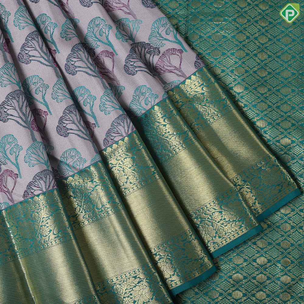 Orangish Pink With Gold Zari Floral Retta Pet Border Trendy Design Saree