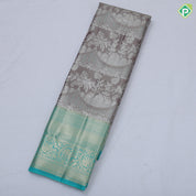 Pink silver zari fancy flower and arch design rama green gold zari rangoli border tissue art silk saree