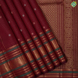 maroon gold zari lines small zari butta design self gold zari peacock butta meena work border traditional silk saree