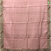 Rose Pink Flower Meena Work With Jamdhani Work Border Pure Tussar Silks Saree