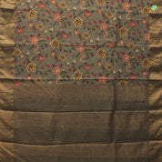 Onion Pink With Beige Big Flower Digital Print Motifs Pure Tussar Silks Saree