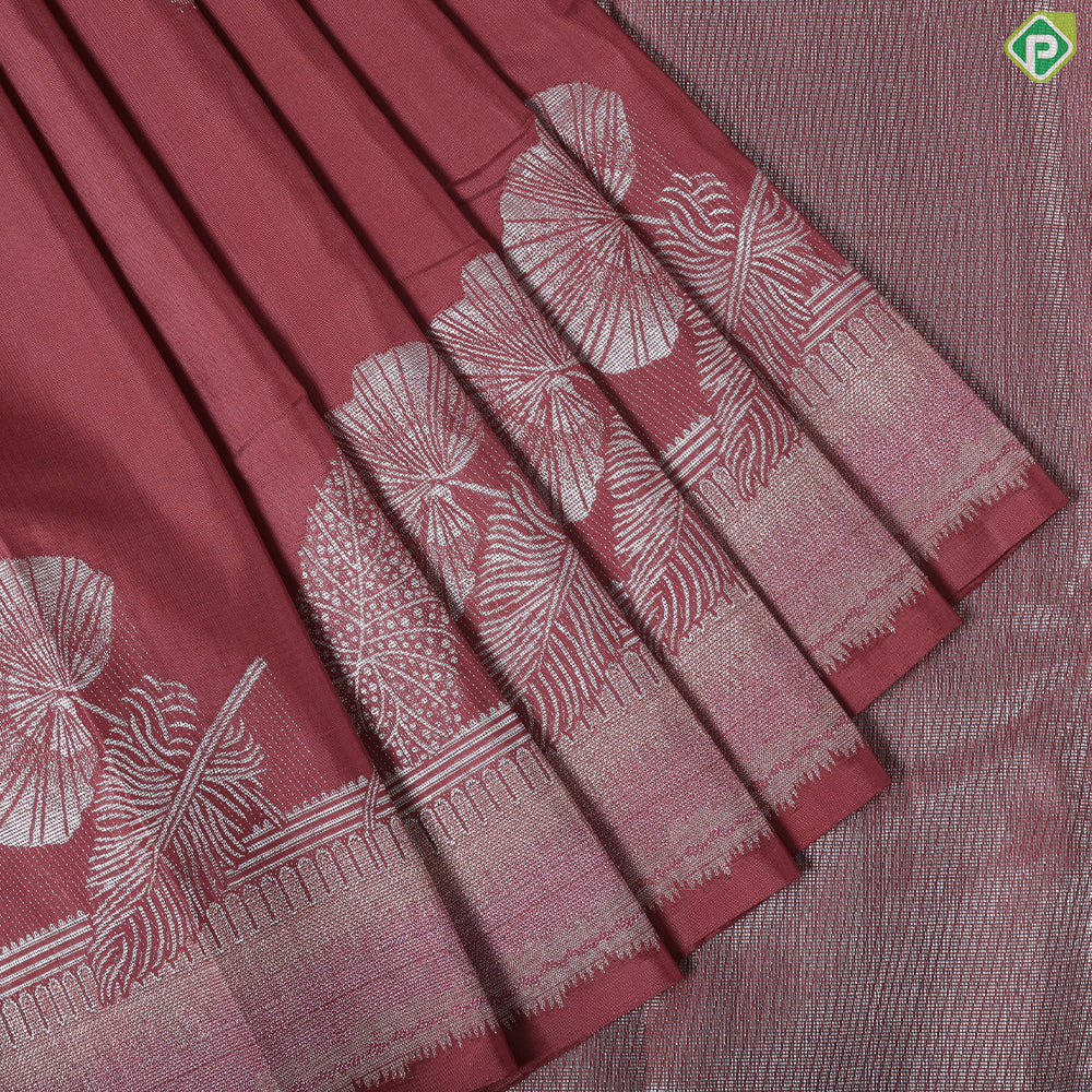 Onion multi color zari raising design silver neem zari leaf border trendy silk saree