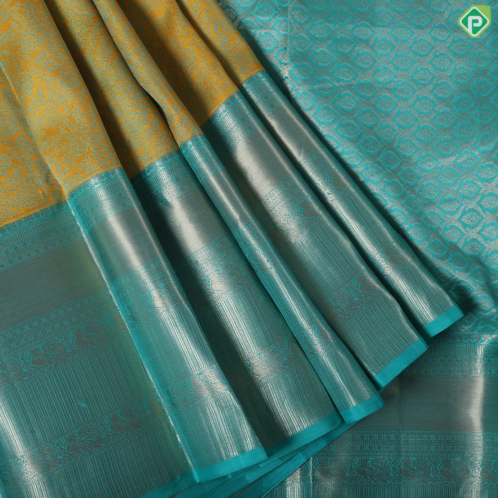 Rexona green Pink combo grand floral thread work design onion Pink gold zari high border trendy silk saree