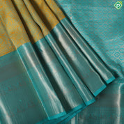 Rexona green Pink combo grand floral thread work design onion Pink gold zari high border trendy silk saree