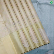 Light Lemon Yellow Gold and Silver Zari With Butterfly Butta Border Trendy Silk Saree