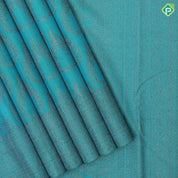Teal Blue Neem Zari Floral Design Self Colour Border Design Grand Silk Saree